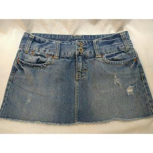 American Eagle Size 4 Jean Mini Skirt Cut Off Dist